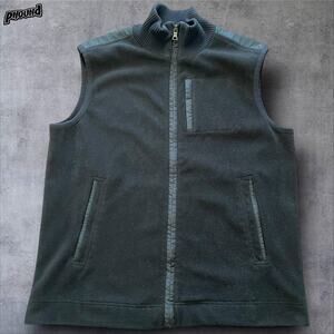 Banana Republic Vest Mens Large Black Fleece Full Zip Mock Neck Lined Casual